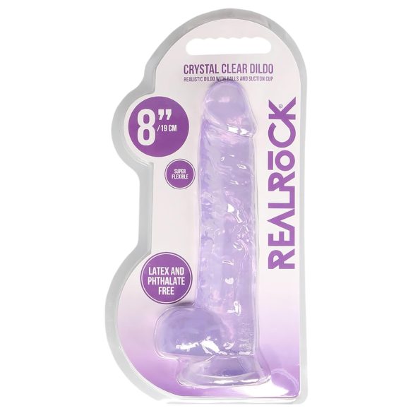 REALROCK - prozirni realistični dildo - ljubičasti (19cm)