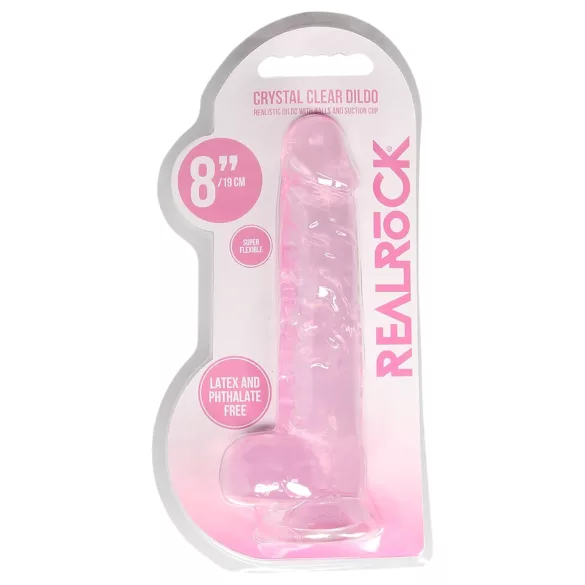 RealRock - realistični dildo - proziran ružičasti - 19 cm