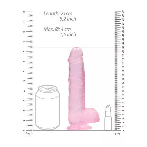 RealRock - realistični dildo - proziran ružičasti - 19 cm