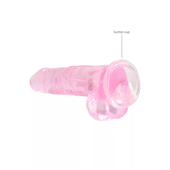 RealRock - realistični dildo - proziran ružičasti - 19 cm