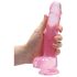 REALROCK - prozirni realistični dildo - ružičasti (19 cm)