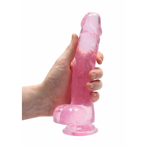 REALROCK - proziran realistični dildo - ružičasti (19 cm)