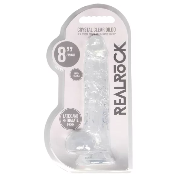 RealRock - realistični dildo - prozirni - 19 cm