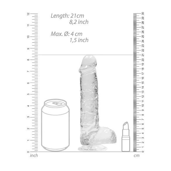RealRock - realistični dildo - prozirni - 19 cm