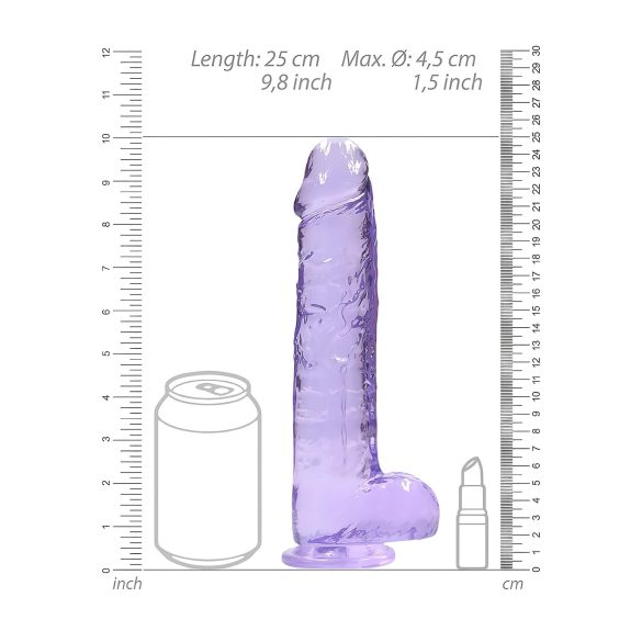 RealRock - realistični dildo - prozirni ljubičasti - 22 cm