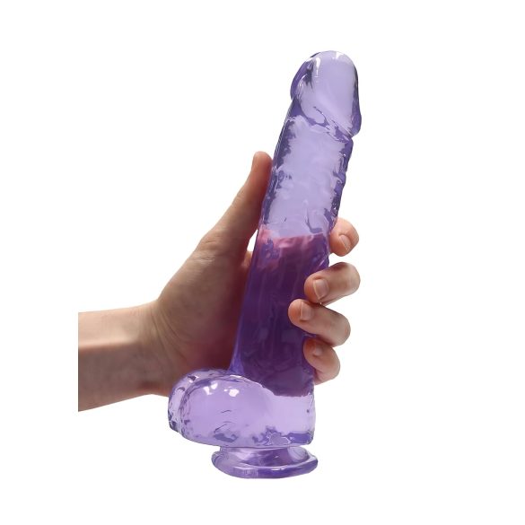 RealRock - realistični dildo - prozirni ljubičasti - 22 cm