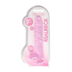 RealRock - realistični dildo - proziran pink - 22 cm