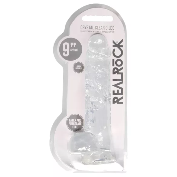 RealRock - realistični dildo - prozirni - 22cm