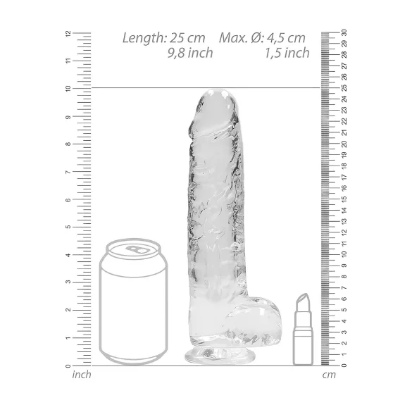 RealRock - realistični dildo - prozirni - 22cm