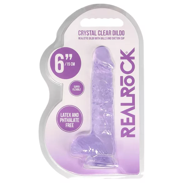 RealRock - realistični dildo - prozirni ljubičasti - 15 cm