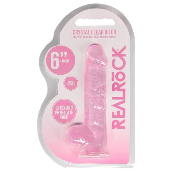 REALROCK - proziran realistični dildo - ružičasti (15 cm)