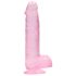 REALROCK - prozirni realistični dildo - ružičasti (15 cm)
