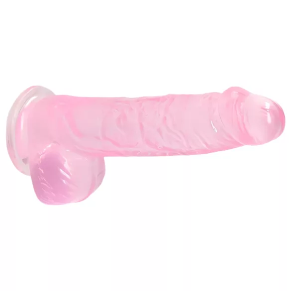 RealRock - realistični dildo - prozirni, rozi - 15 cm