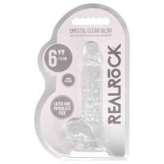 RealRock - realistični dildo - prozirni - 15 cm