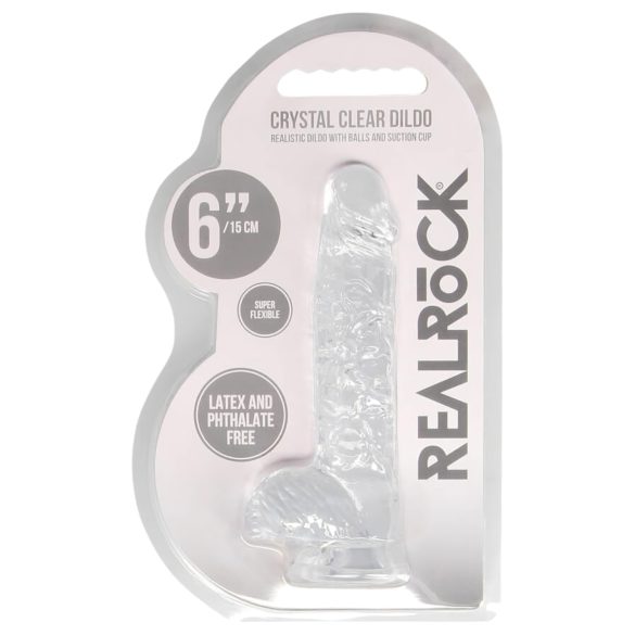 REALROCK - prozirni realistični dildo - proziran (15 cm)