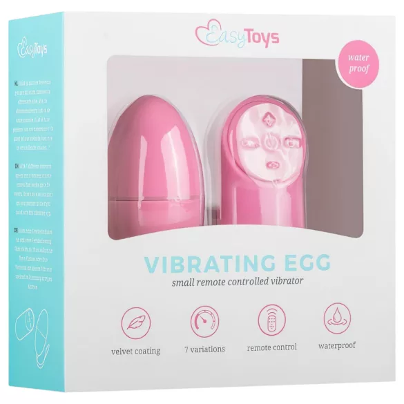 EasyToys - nosivo radiofrekvencijsko jaje za vibraciju s 7 ritmova (rozo)