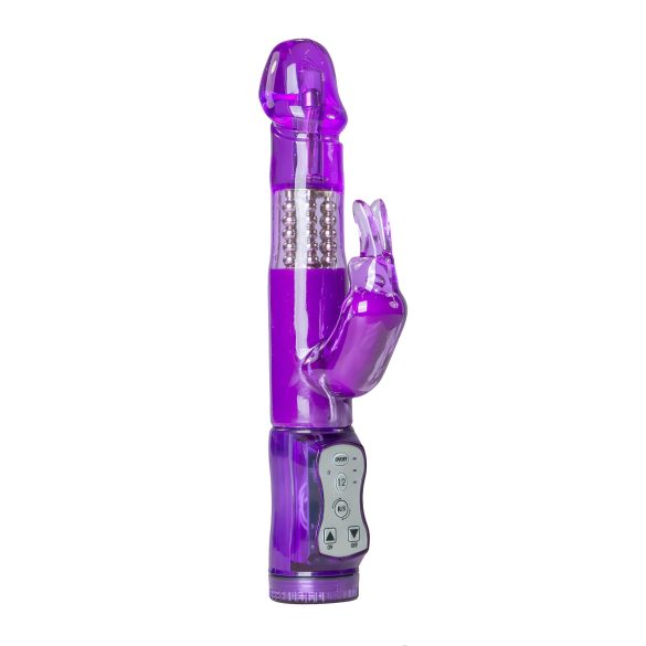 Easytoys Rabbit - rotirajući vibrator s perlicama, s klitoralnim nastavkom (ljubičasti)