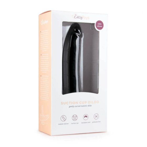 Easytoys - 100% silikonski dildo s vakuumom (21 cm) - crni