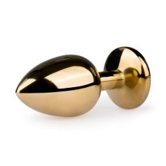   Easytoys Metal No.1 - analni dildo s konusom od bijelog kamena - zlatni (2,5 cm)
