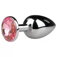   EasyToys Metal No.1 - analni čep u obliku stošca s ružičastim kamenom (srebrni, 2,7 cm)