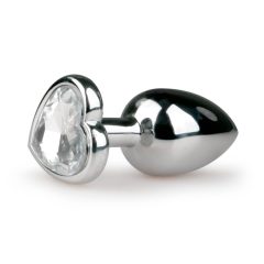   Easytoys Metal No.2 - analni dildo sa kamenom u obliku srca (srebrno-bijeli) (2,5 cm)