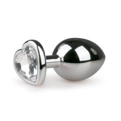   Easytoys Metal No.7 - analni dildo u obliku srca od bijelog kamena - srebrni (3cm)