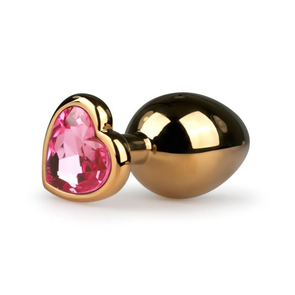 Easytoys Metal No.7 - zlatni analni čep s ružičastim kamenom (3 cm)
