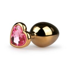   Easytoys Metal No.7 - pink stone heart cone analni dildo - gold (3cm)