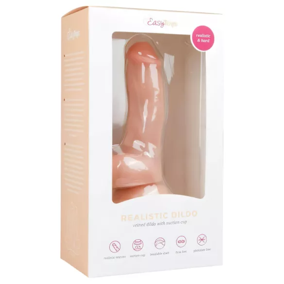 Easytoys - dildo s testisima i vakuum podlogom - 15 cm - prirodna boja