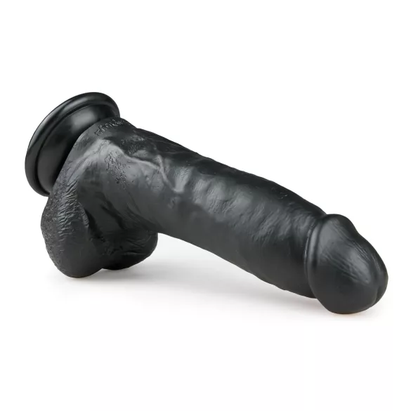 Easytoys - dildo s testisima i vakuumskom bazom - crni 20cm