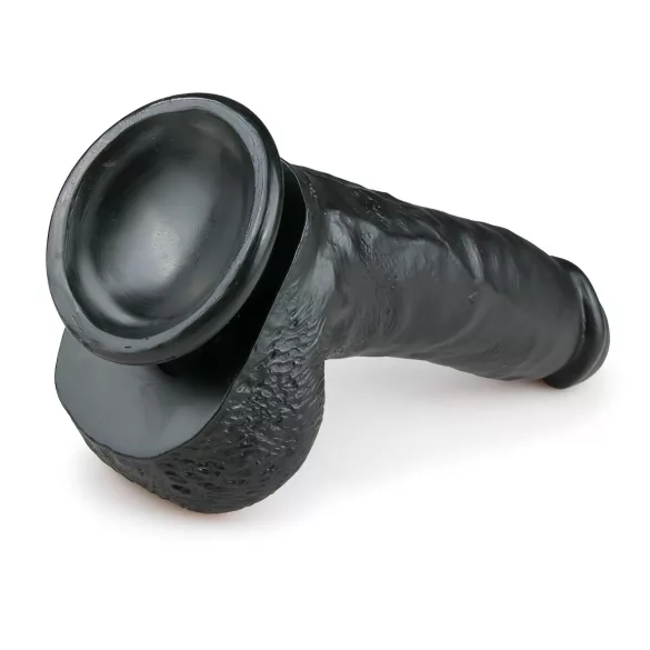 Easytoys - dildo s testisima i vakuumskom bazom - crni 20cm
