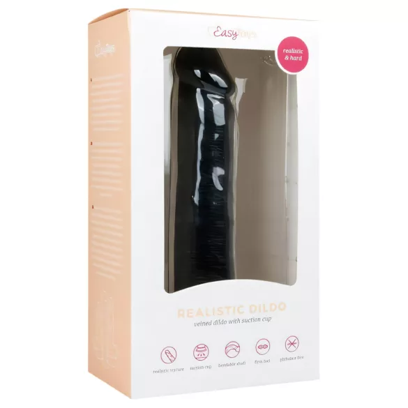 Easytoys - realistični dildo s vakumskom bazom - 20,5 cm - crni