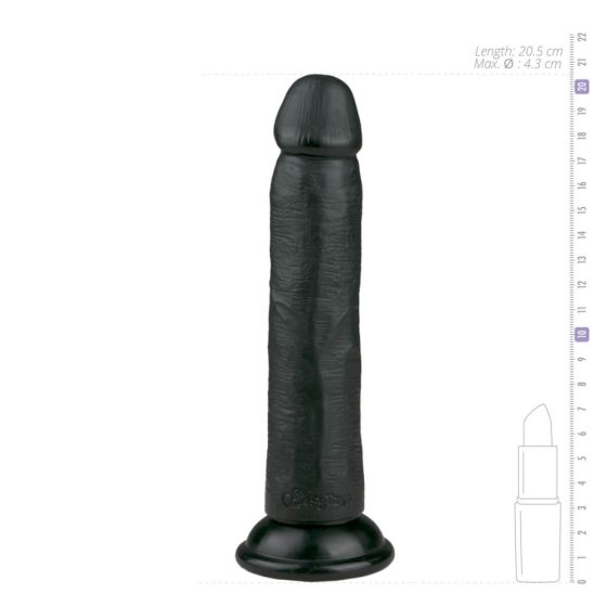 Easytoys - realistični dildo s vakuumskim čašicama (20,5 cm) - crni