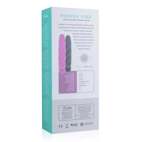 Easytoys Power Vibe - vibrator štap sa spiralom - silikon - crni