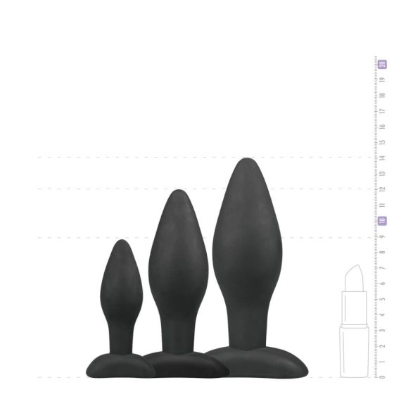 Easytoys Rocket - analni dildo set - crni (3 dijela)