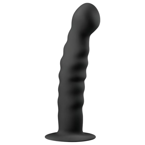 Easytoys rebrasti analni dildo s vakuumskom bazom (14 cm) - crni