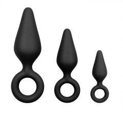 Easytoys - analni dildo sa setom prstena - 3 kom (crni)
