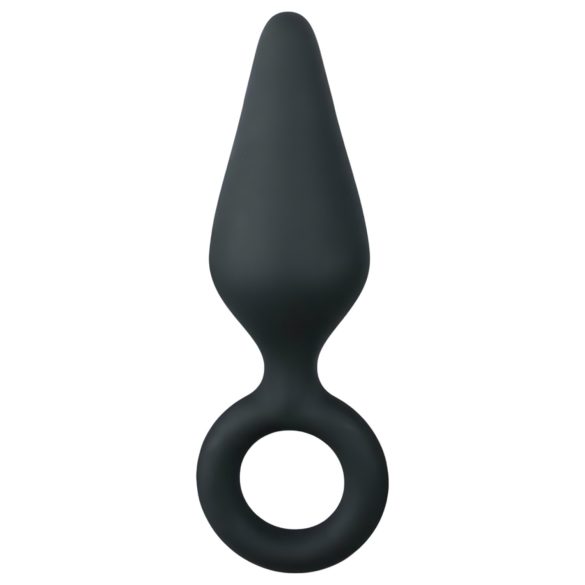 Easytoys Pointy Plug - analni čep s prstenom - srednji (crni)
