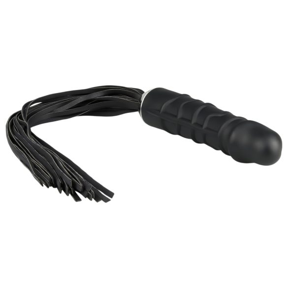 Easytoys Flogger - bič i silikonski dildo u jednom (crni)