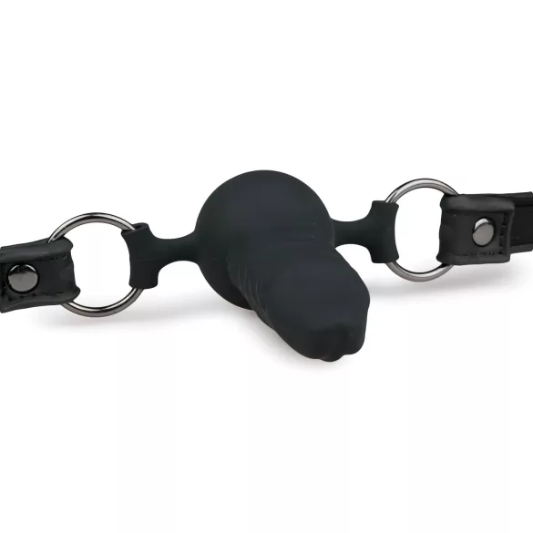Easytoys - otvor za usta s unutarnjim dildom - crna