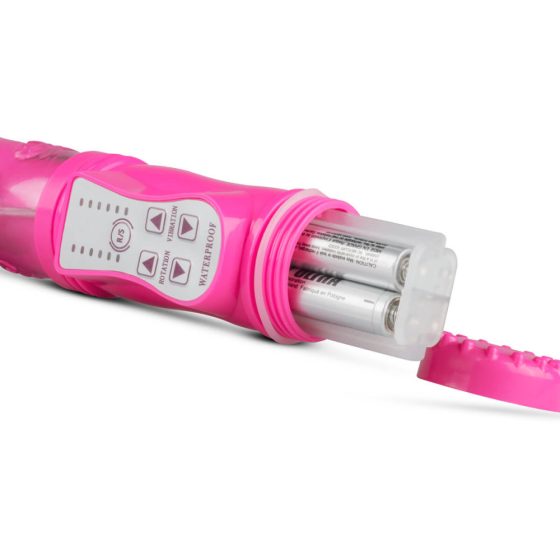 Easytoys - vibrator s rotirajućim kuglicama, potiskivač, poluga za klitor (roza)