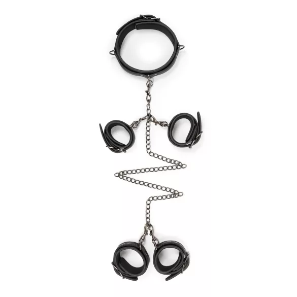 Easytoys - set ogrlica, lisice za zapešća i gležnjeve - crna