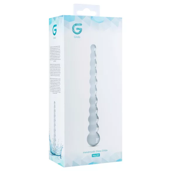 Gildo Glass No. 20 - stakleni dildo s perlama - prozirno