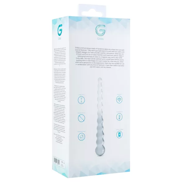 Gildo Glass No. 20 - stakleni dildo s perlama - prozirno