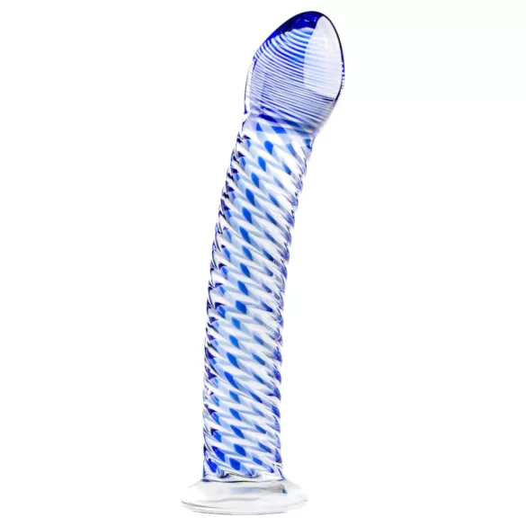 Gildo Glass No. 5 - stakleni dildo sa spiralom - prozirno plava