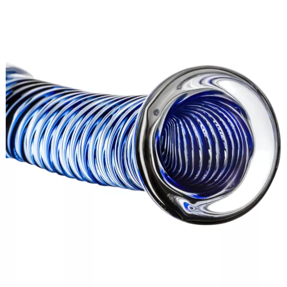 Gildo Glass No. 5 - stakleni dildo sa spiralom - prozirno plava