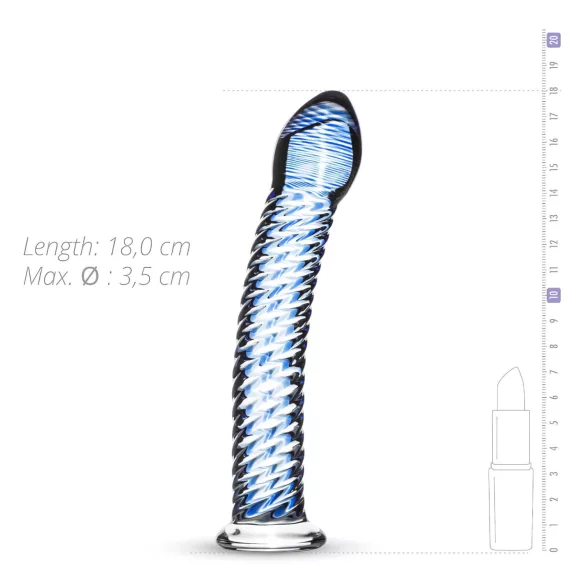 Gildo Glass No. 5 - stakleni dildo sa spiralom - prozirno plava