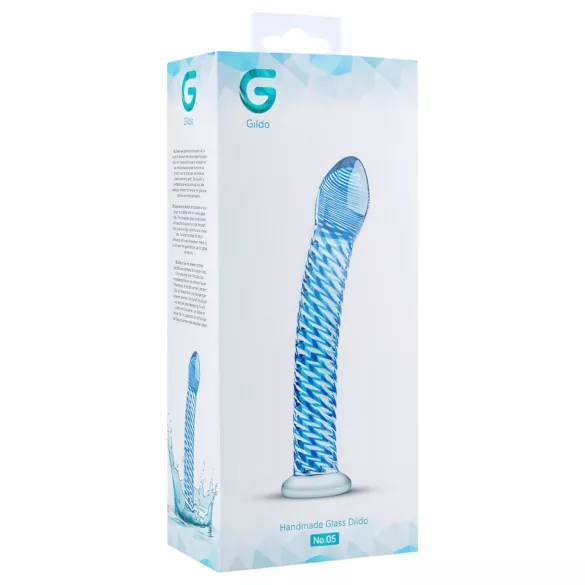 Gildo Glass No. 5 - stakleni dildo sa spiralom - prozirno plava