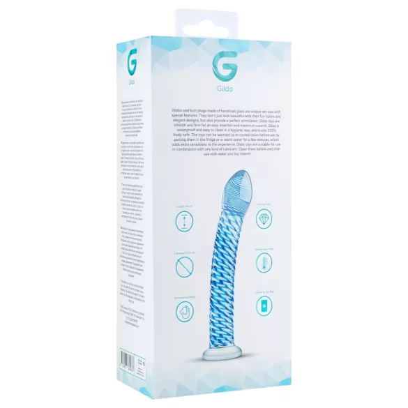 Gildo Glass No. 5 - stakleni dildo sa spiralom - prozirno plava