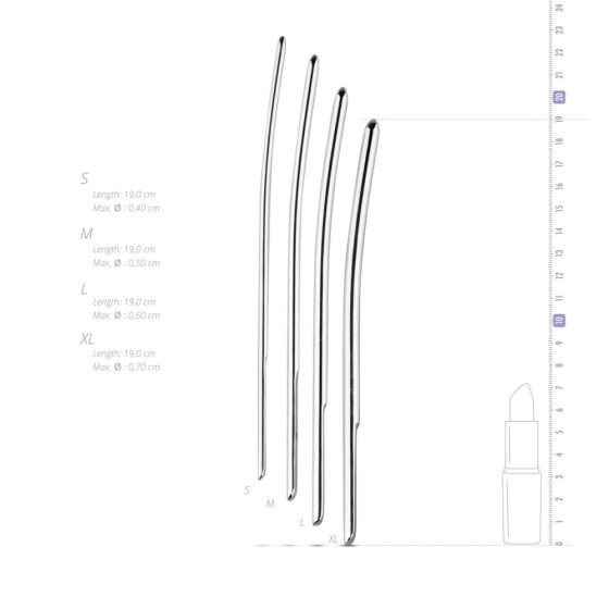 SINNER 175 - zakrivljeni čelični uretralni dilatator dildo set (4 dijela) - početnici